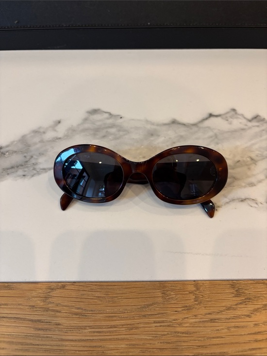 Celine Accessories - Celine Tortoiseshell Oval Sunglasses - Dark Brown Frames